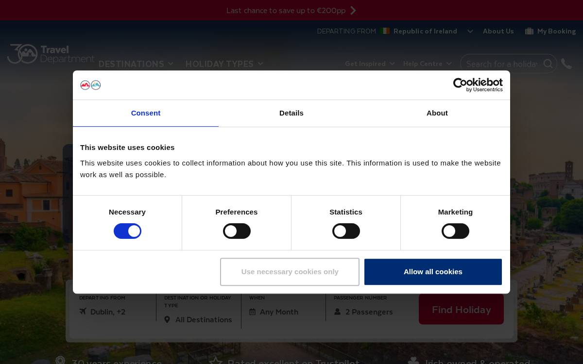Travel Department website preview