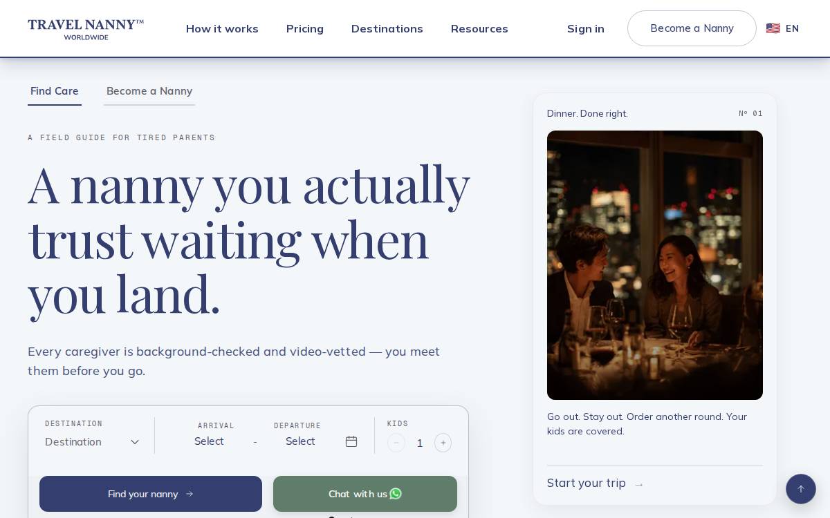 Travel Nanny website preview