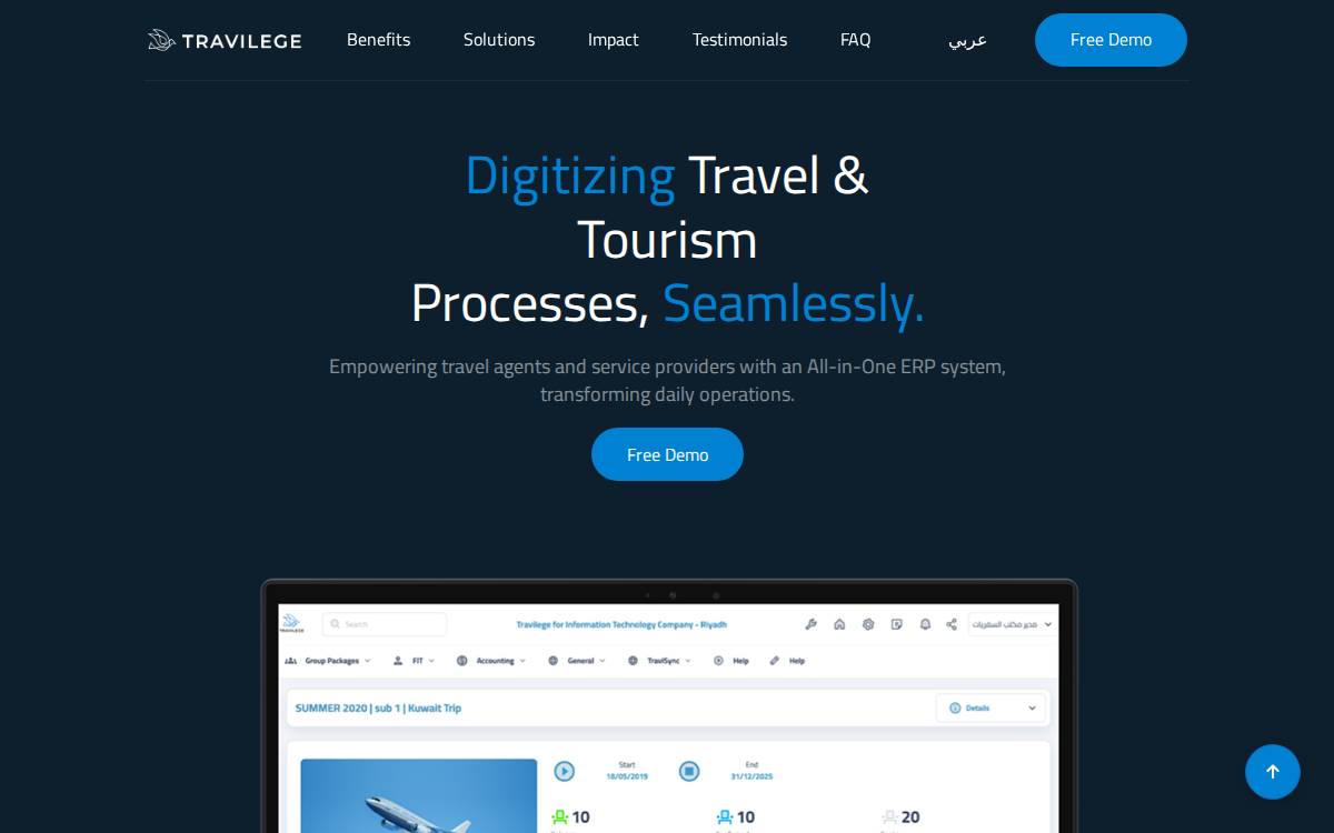Travilege website preview