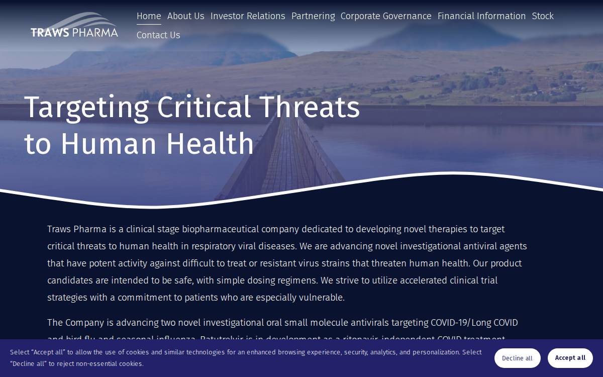 Trawspharma website preview