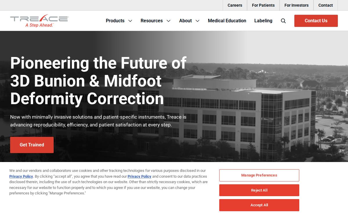 Treace Medical Concepts website preview