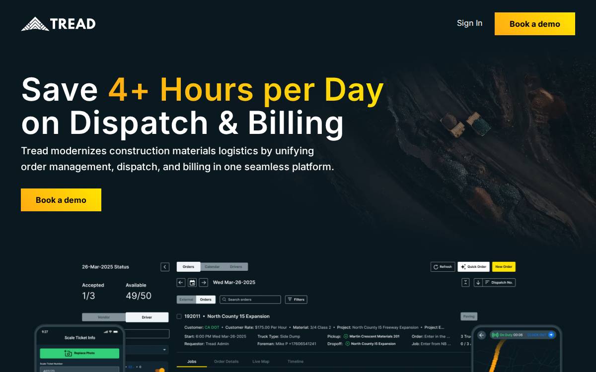 tread.io website preview