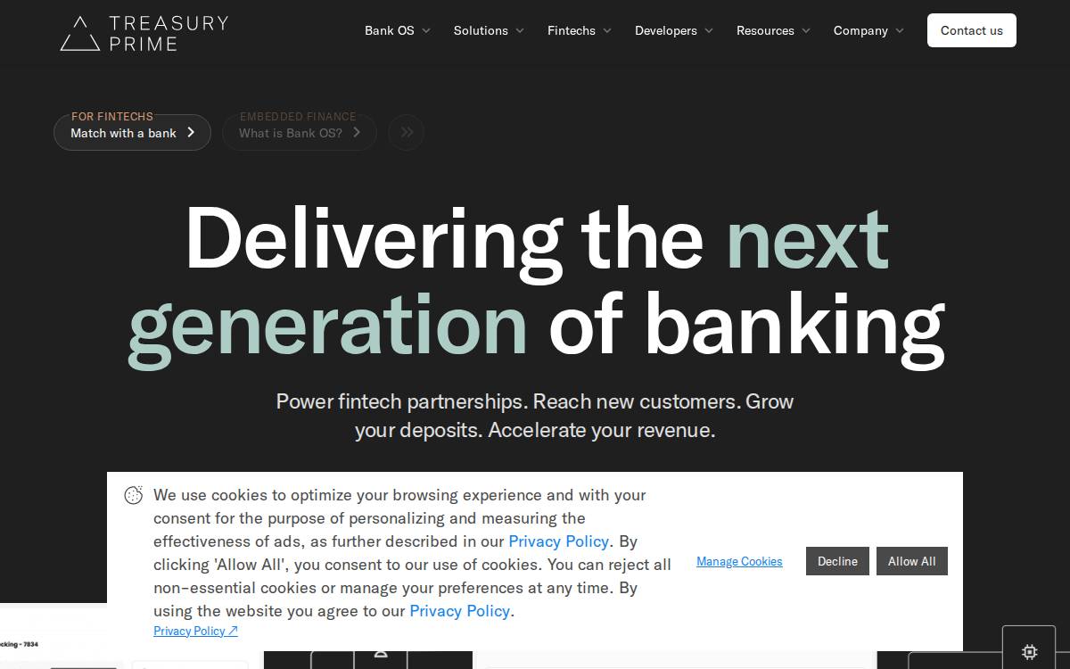 Treasury Prime website preview