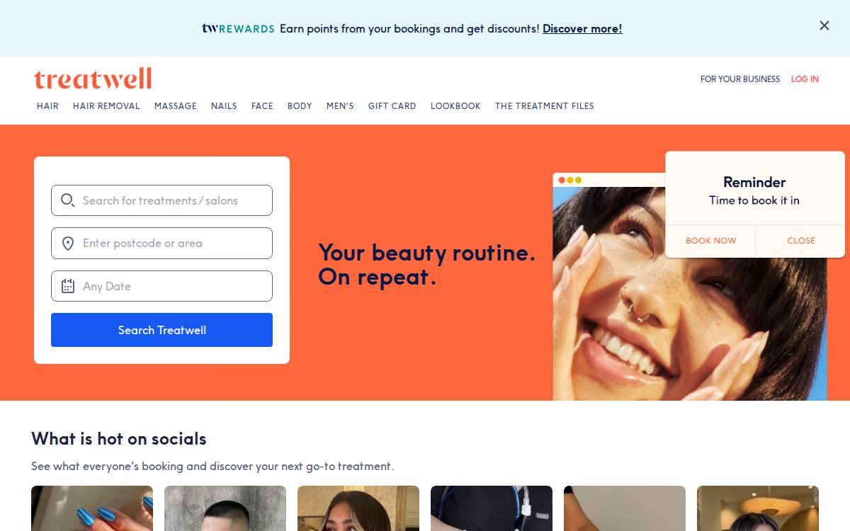 Treatwell website preview