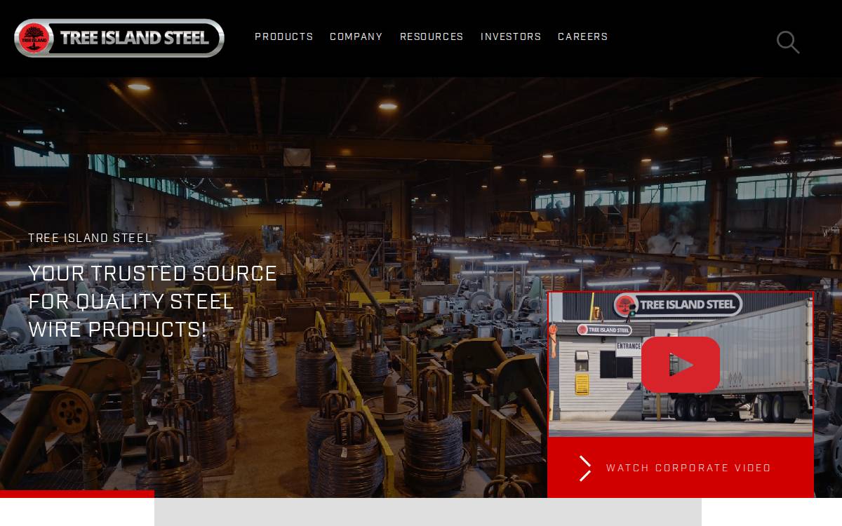 Tree Island Steel website preview