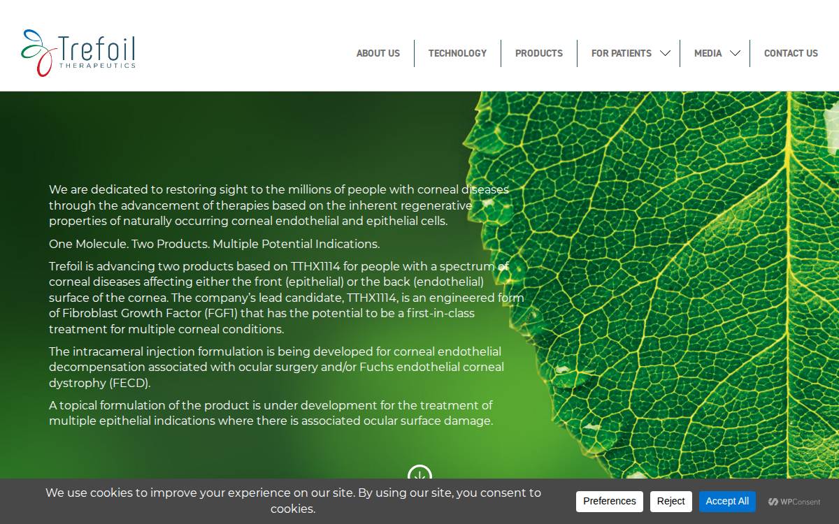 Trefoil Therapeutics website preview