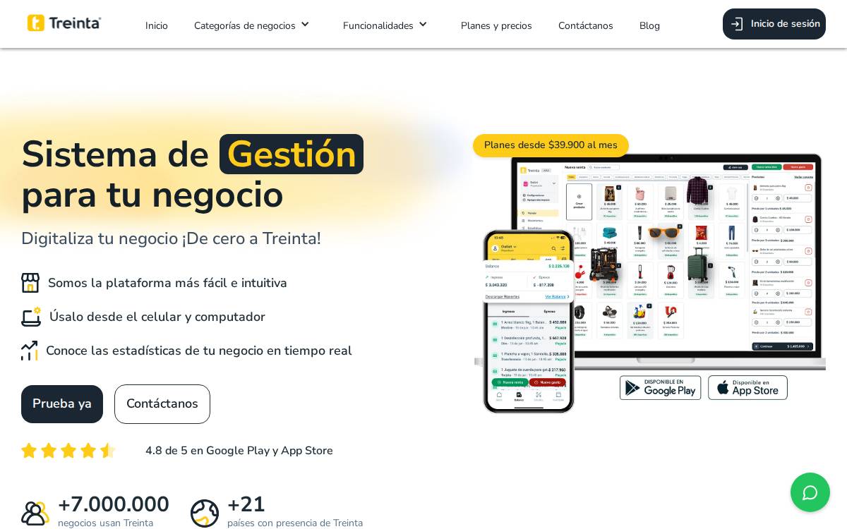 Treinta website preview