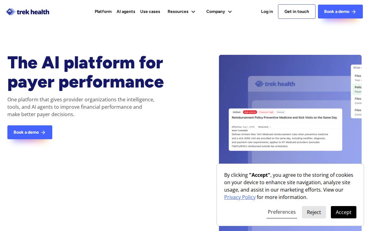 Trek Health website preview