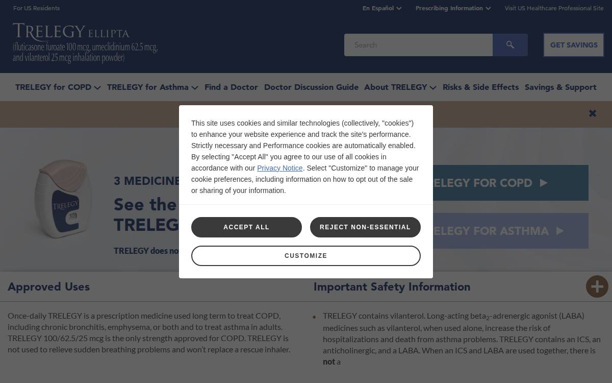 Trelegy Ellipta website preview