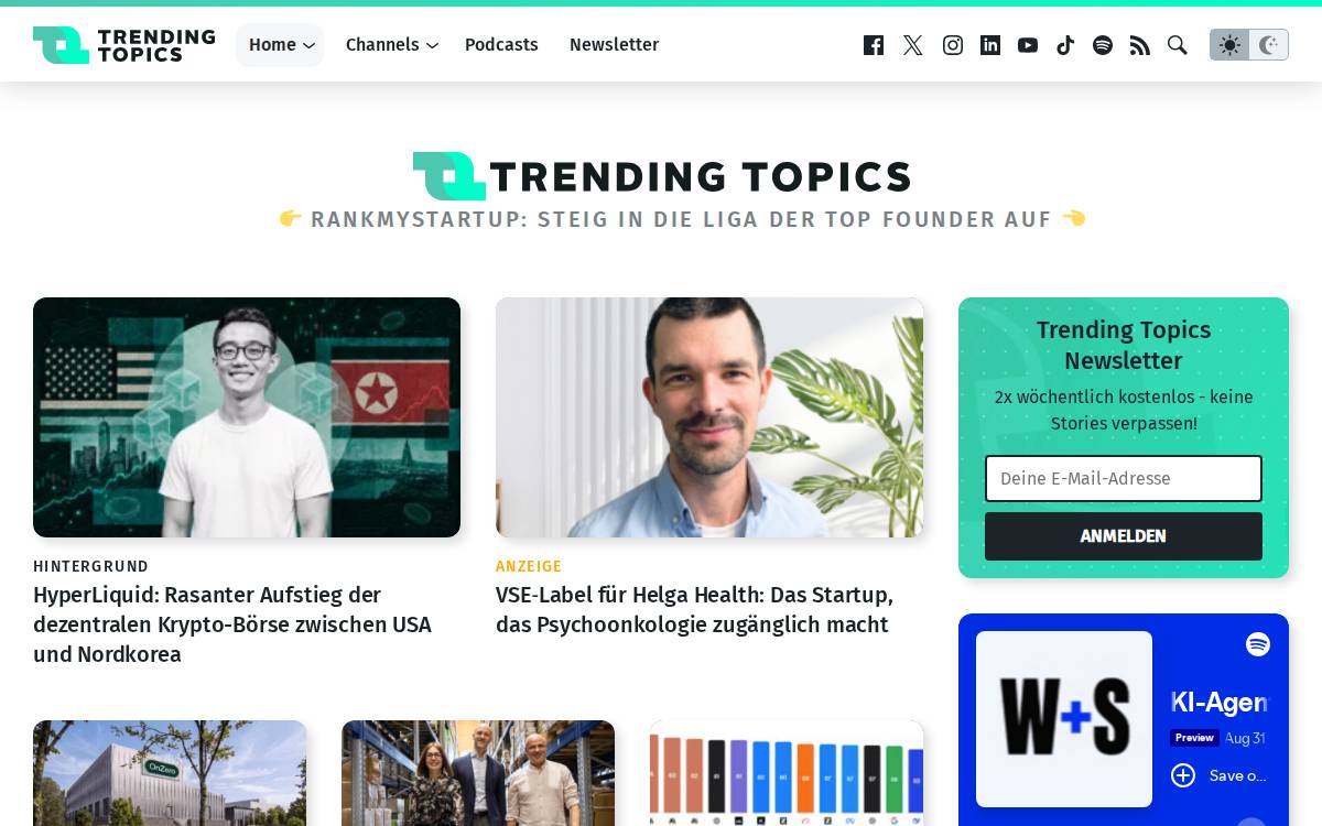 TrendingTopics website preview