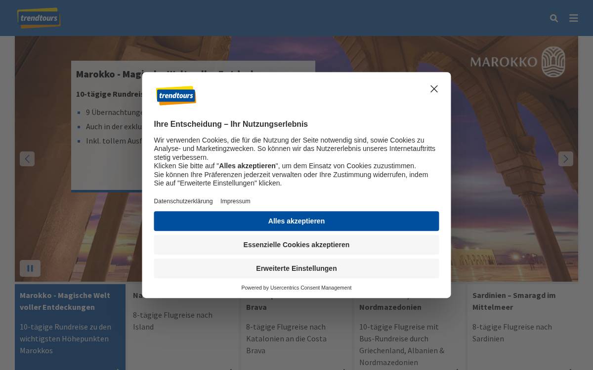 Trendtours website preview