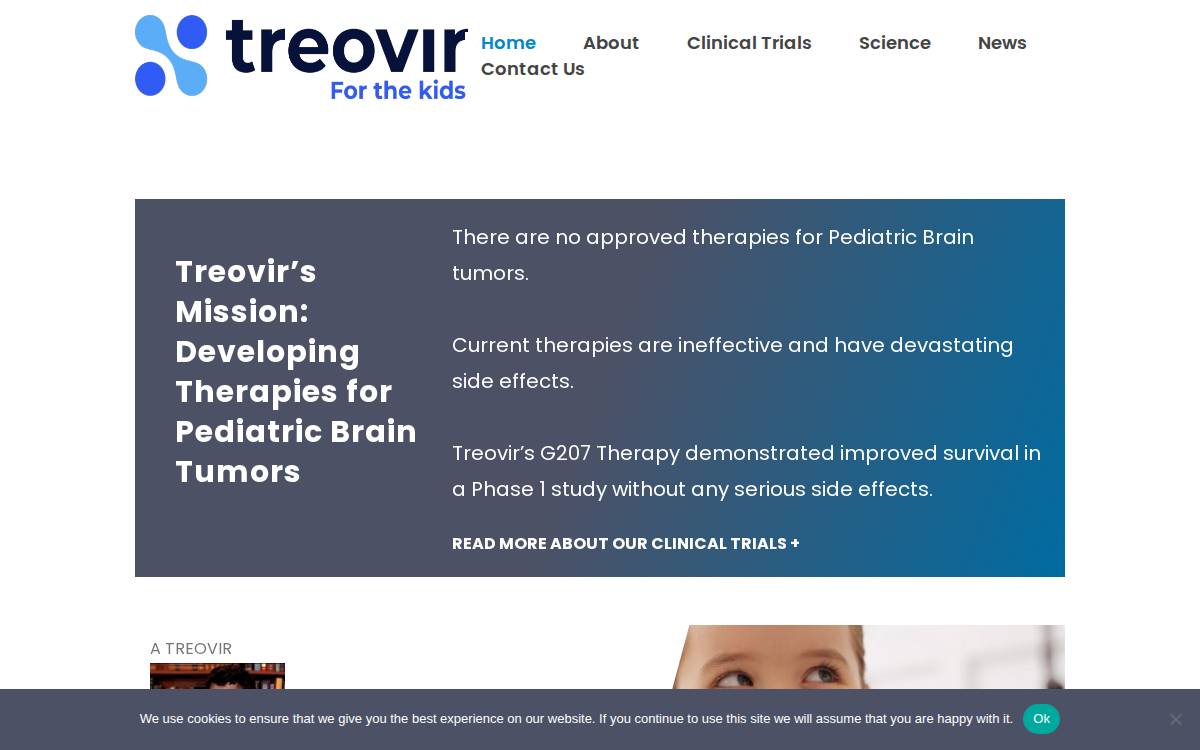 Treovir Inc. website preview