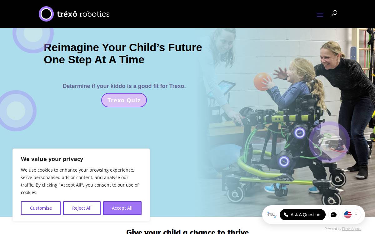 Trexo Robotics website preview
