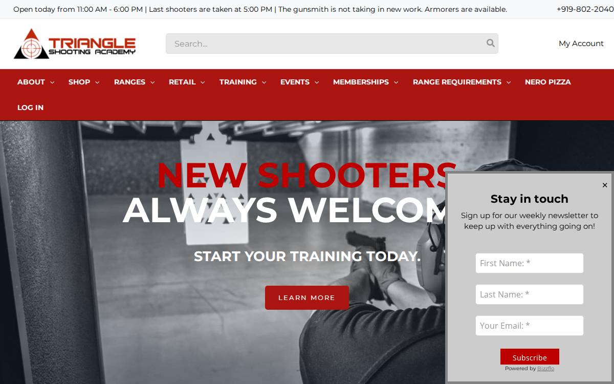 Triangle Shooting Academy website preview