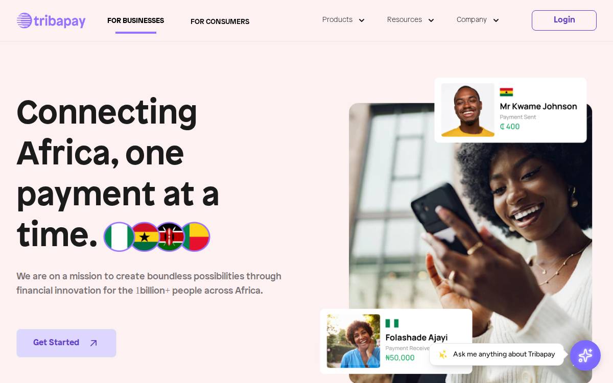 Tribapay website preview