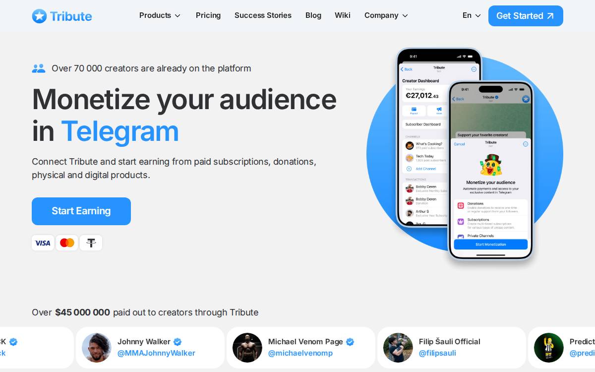 Tribute website preview