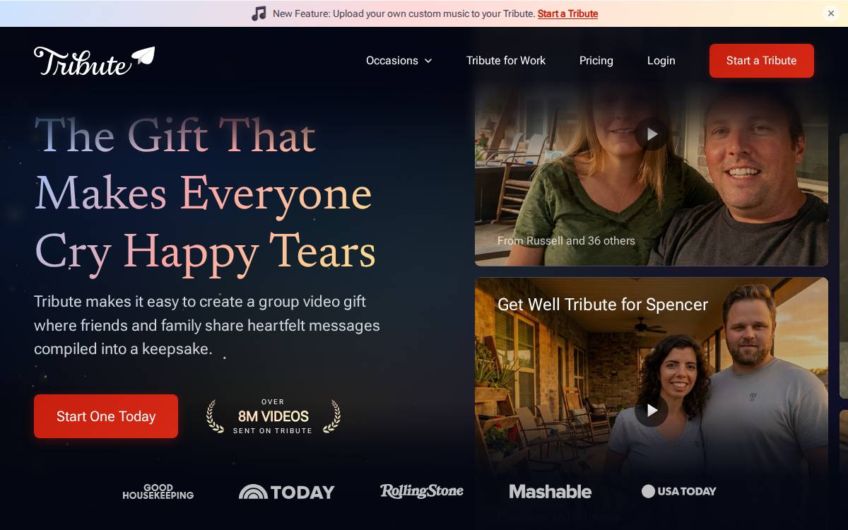 Tribute website preview