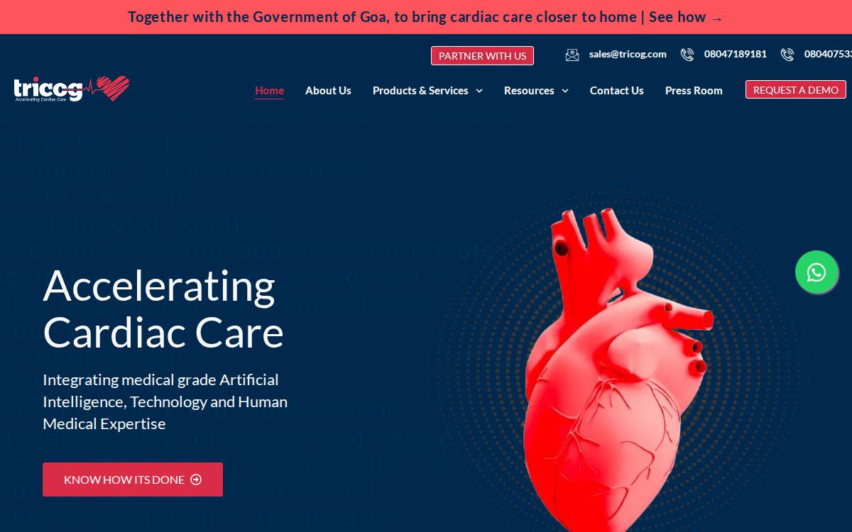 Tricog website preview