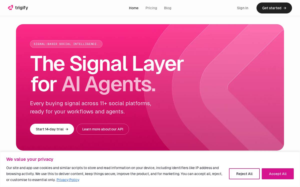Trigify website preview