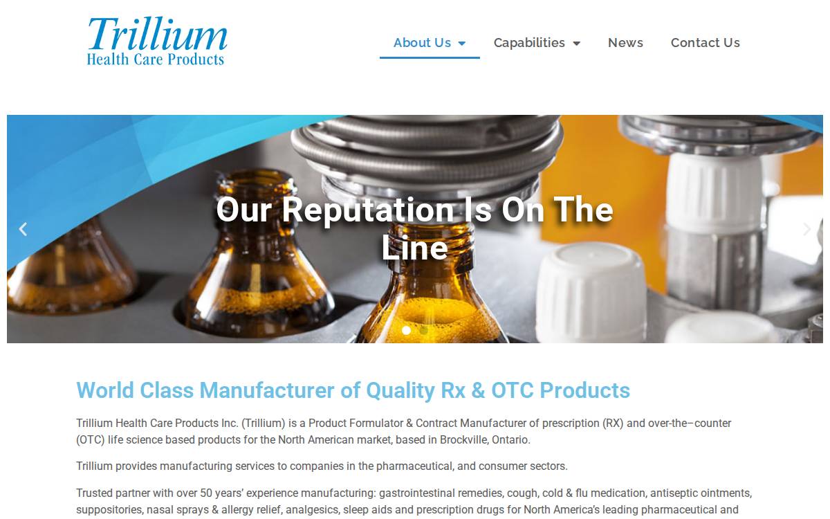 Trillium Health Care Products website preview