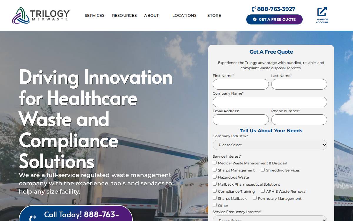 Trilogy MedWaste website preview