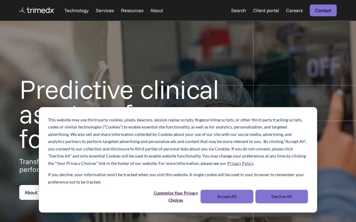 Trimedx website preview