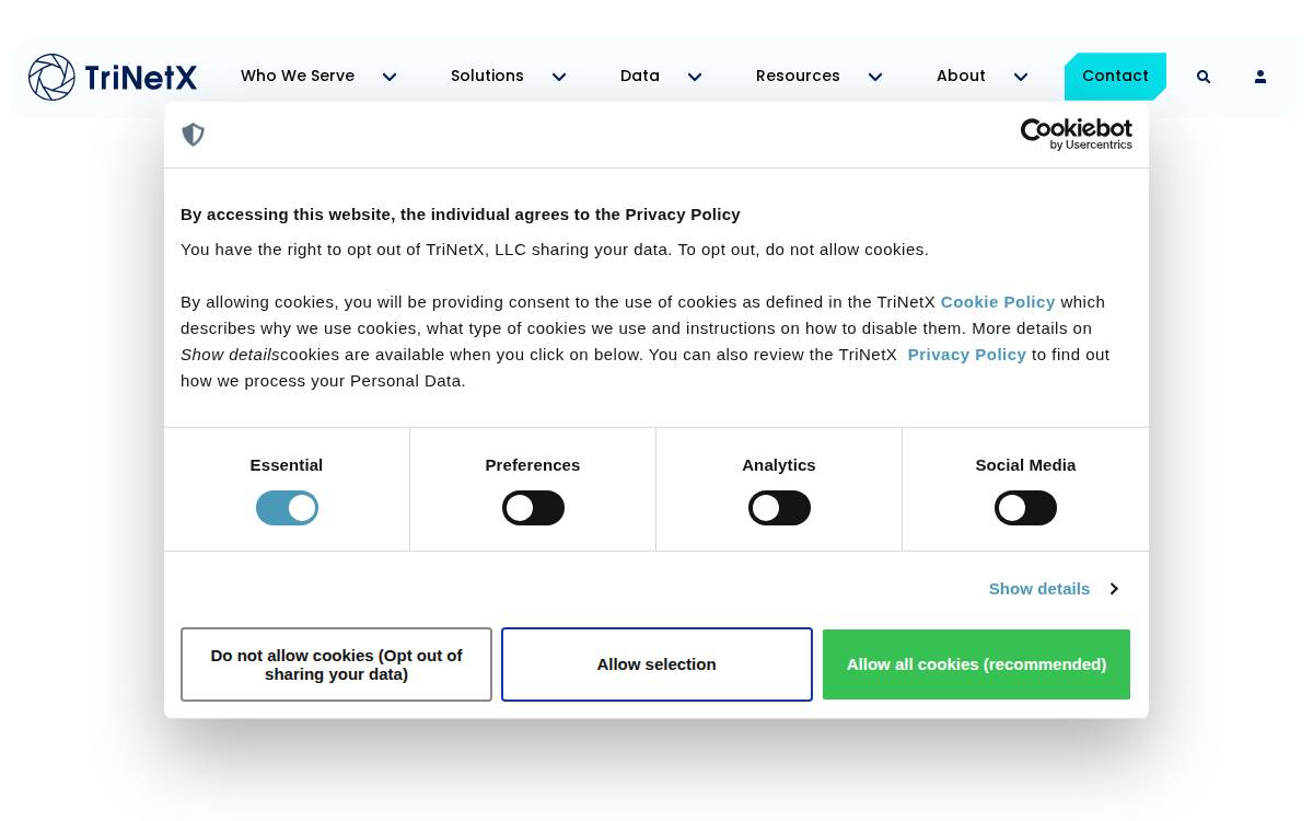 TriNetX website preview