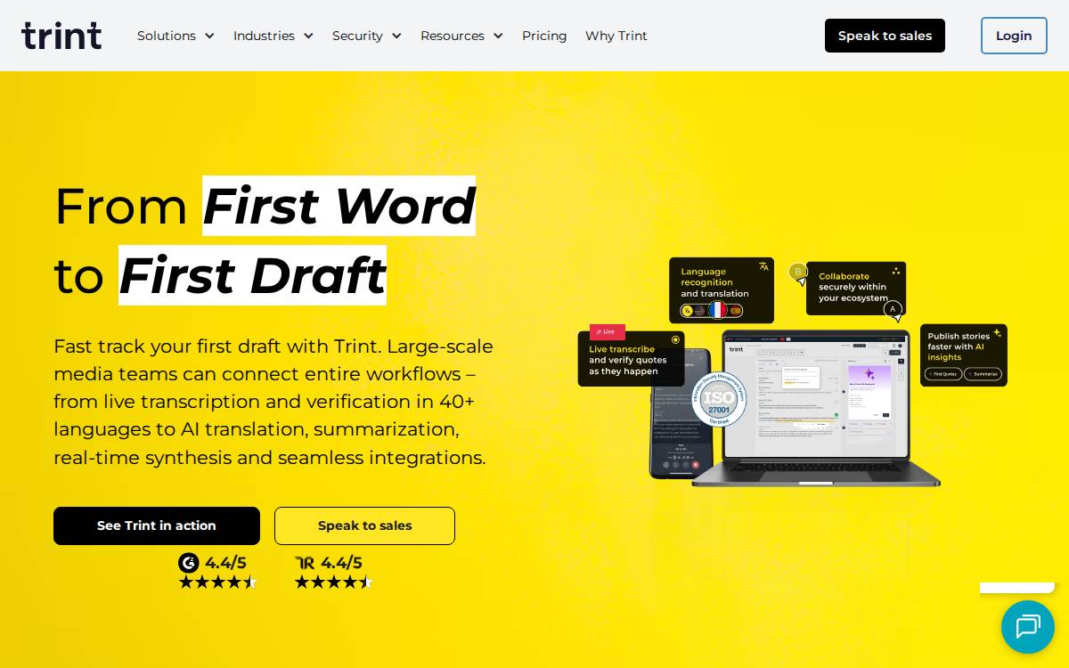 Trint website preview