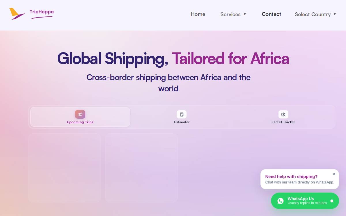 TripHoppa Website website preview