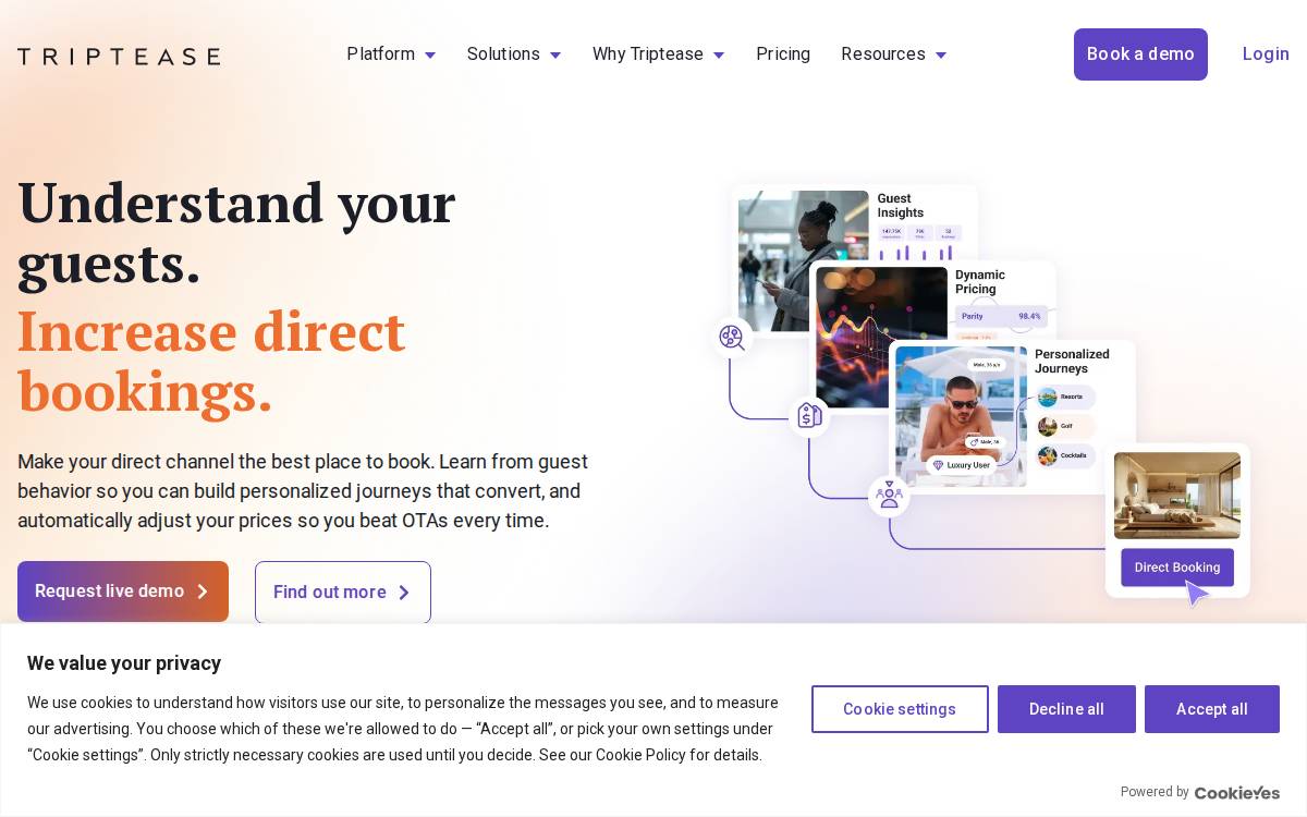 Triptease website preview