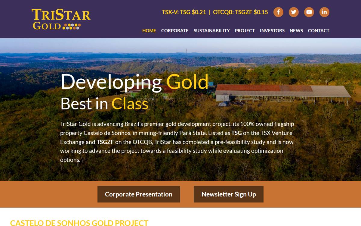 TriStar Gold website preview