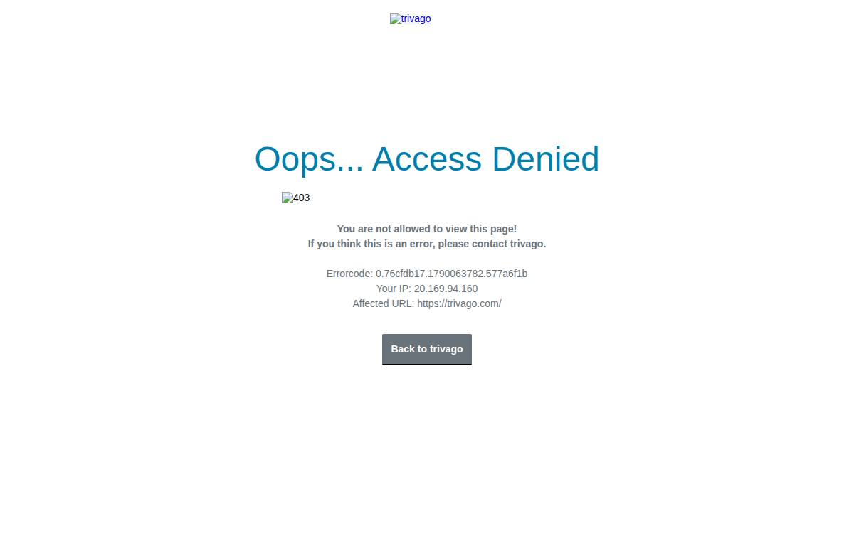 Trivago website preview