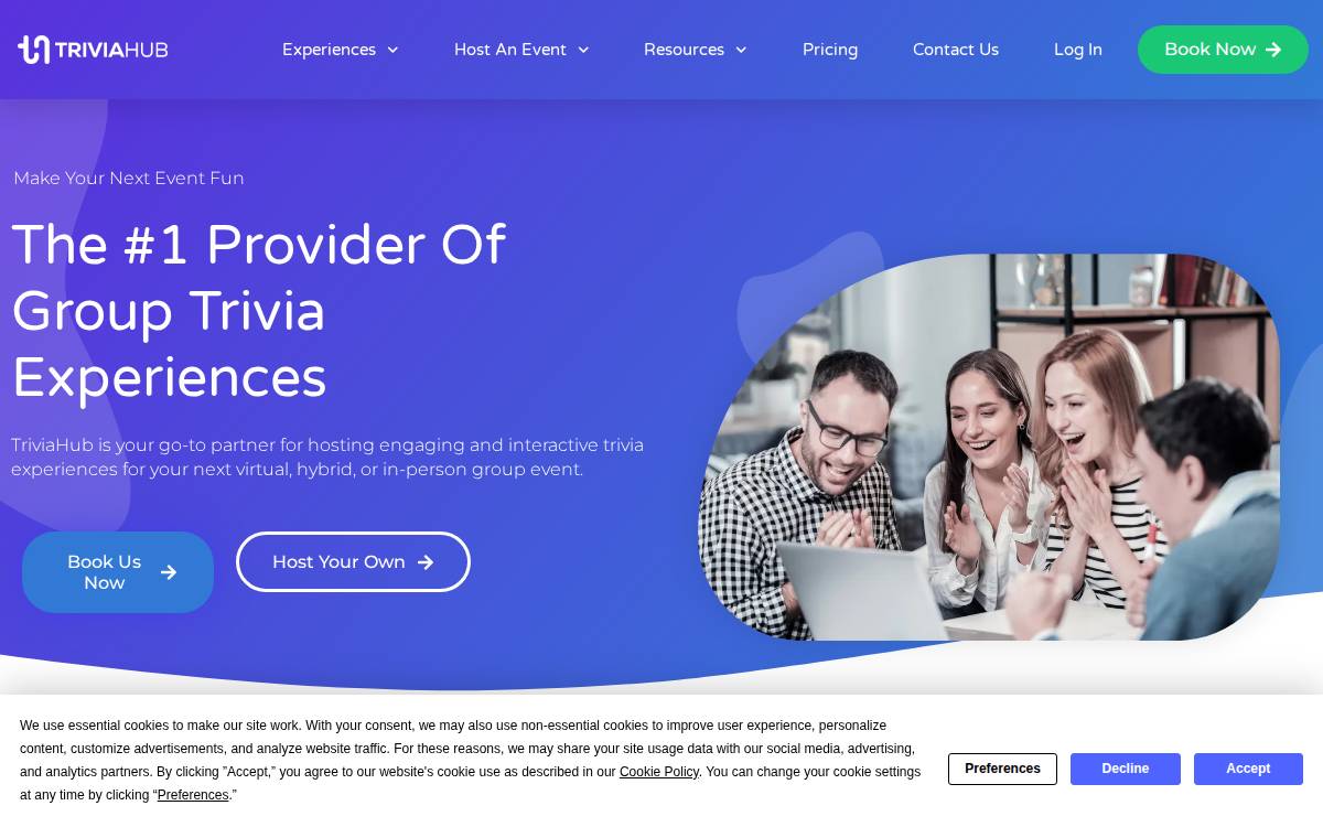 Triviahublive website preview