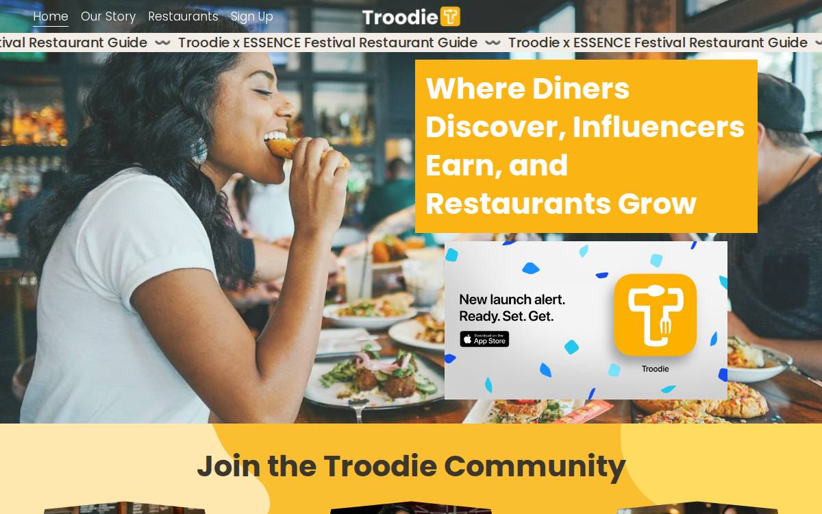 Troodie website preview