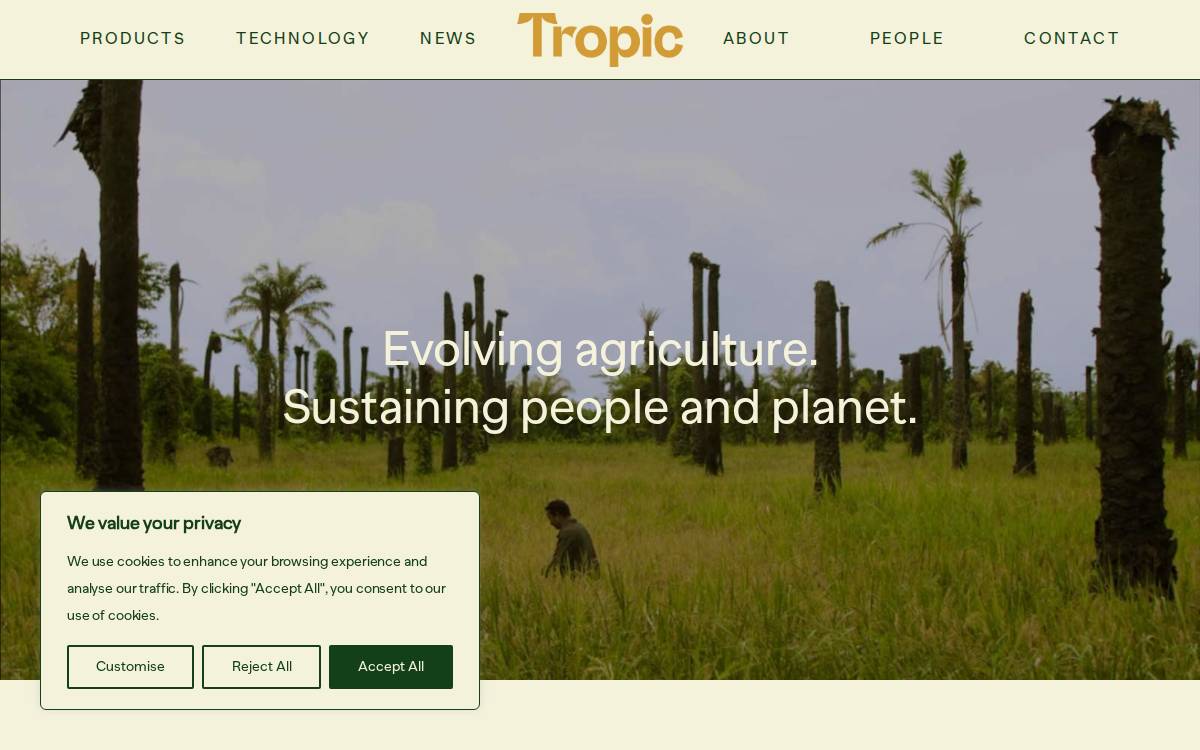 Tropic Biosciences website preview