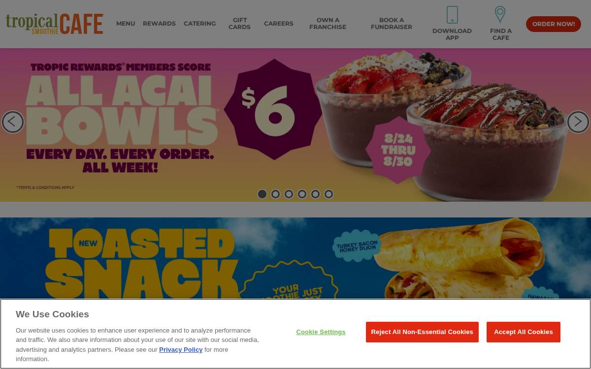 Tropical Smoothie Cafe website preview