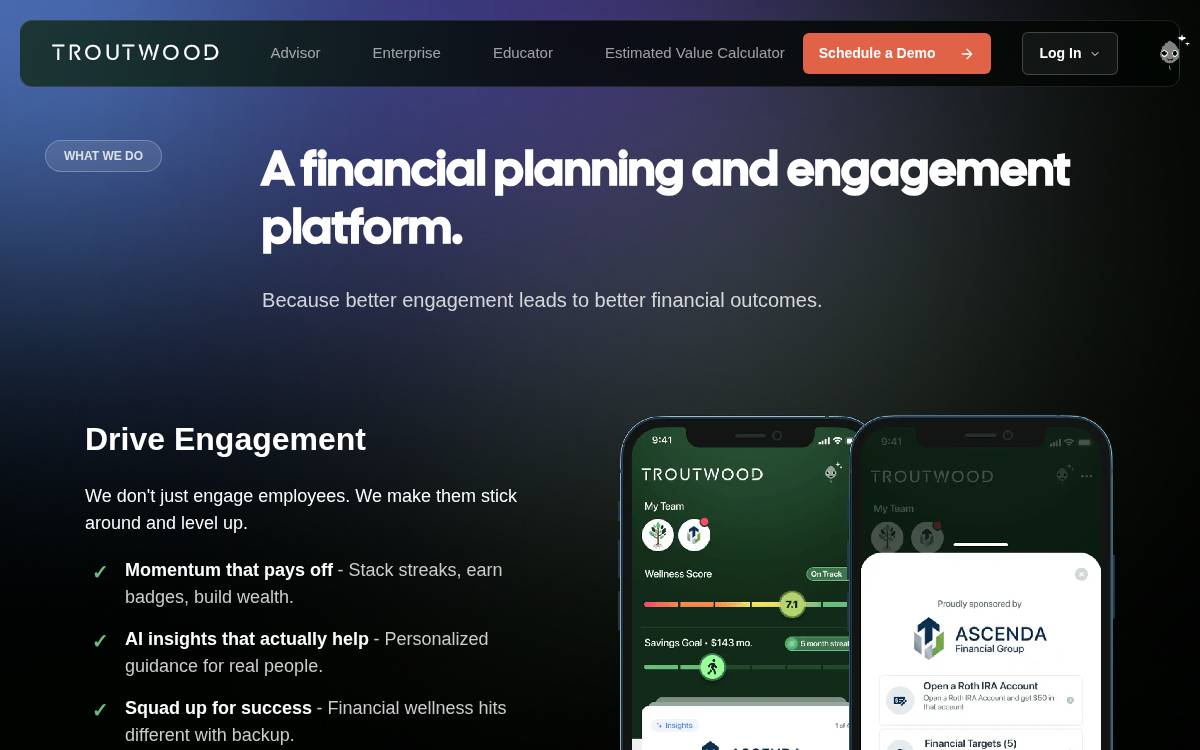 Troutwood website preview