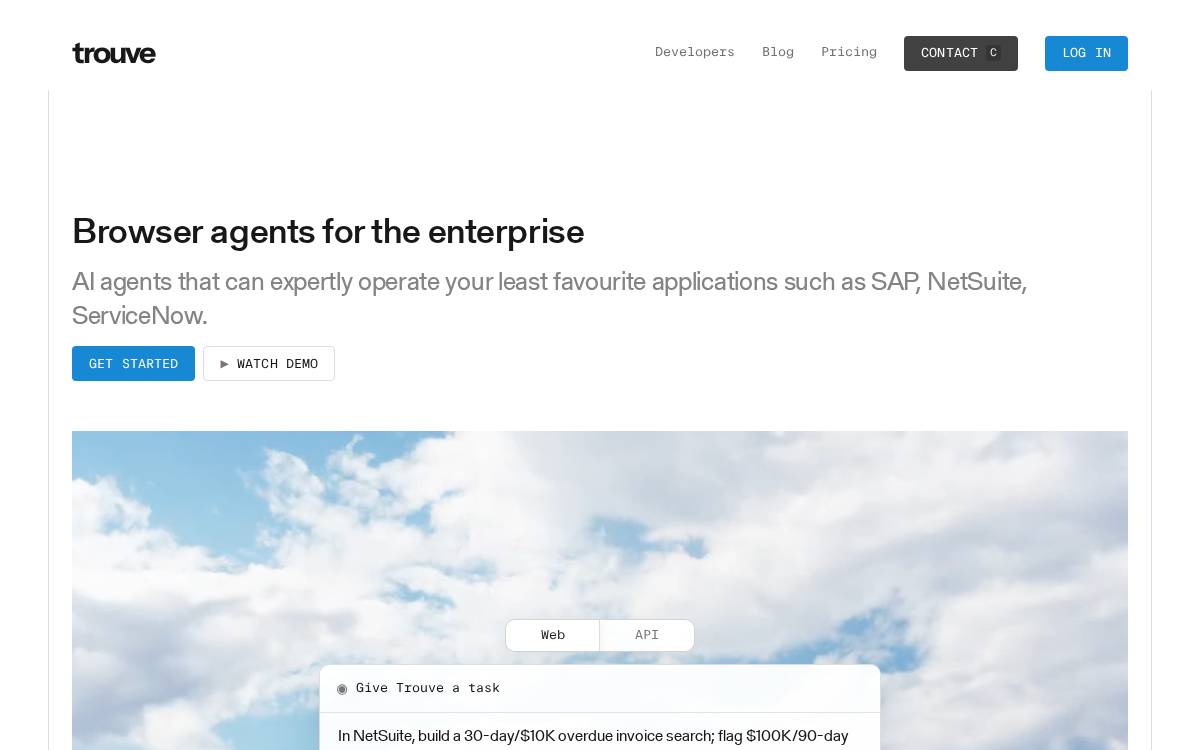 Trouve website preview