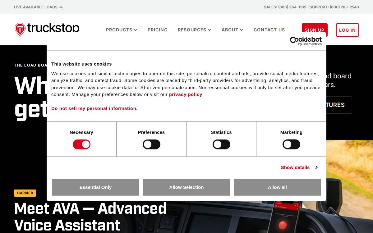 Truckstop website preview