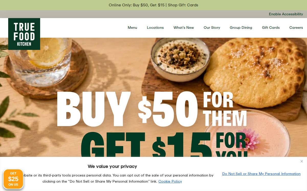 True Food Kitchen website preview