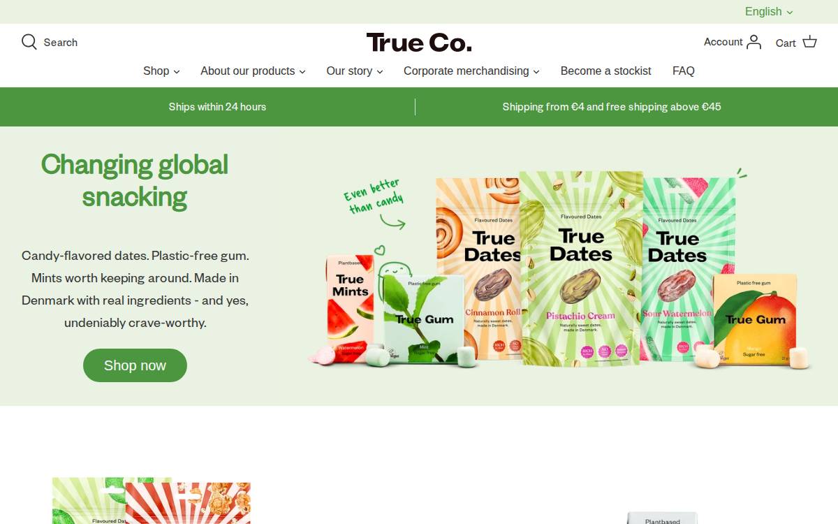 True Gum website preview