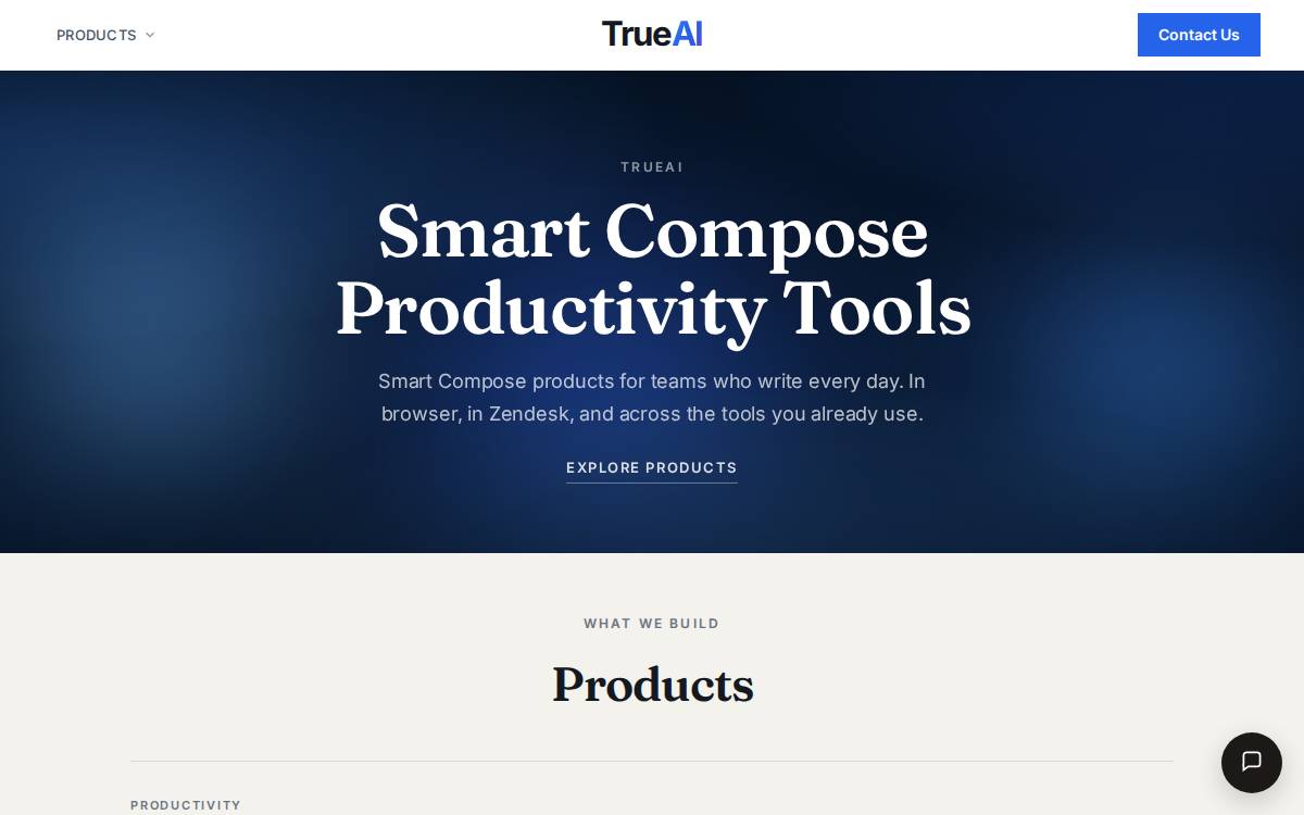 True AI website preview