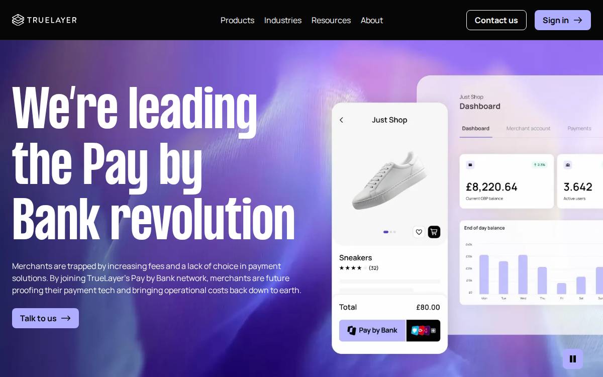 TrueLayer website preview