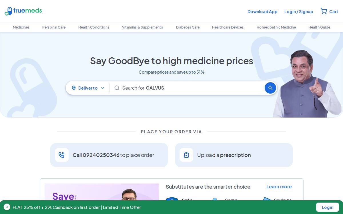 Truemeds website preview
