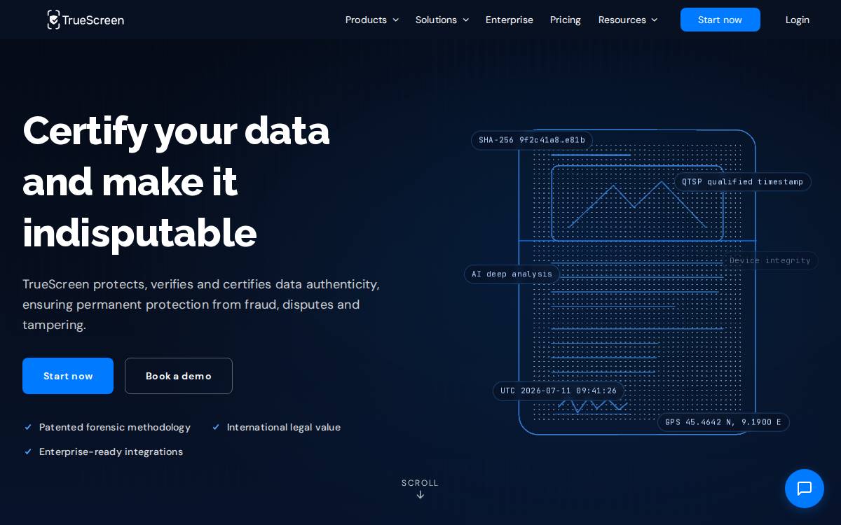 TrueScreen website preview