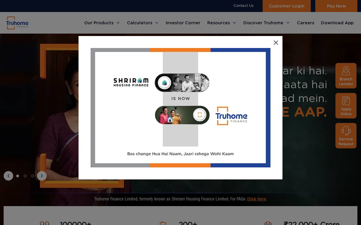 Truhome Finance Limited website preview