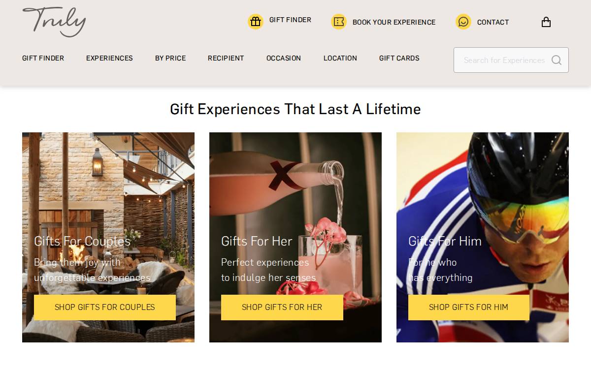 Trulyexperiences website preview