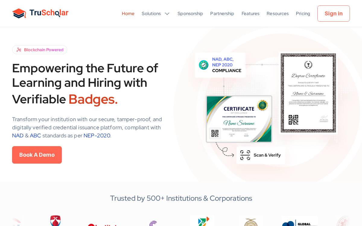 TruScholar website preview