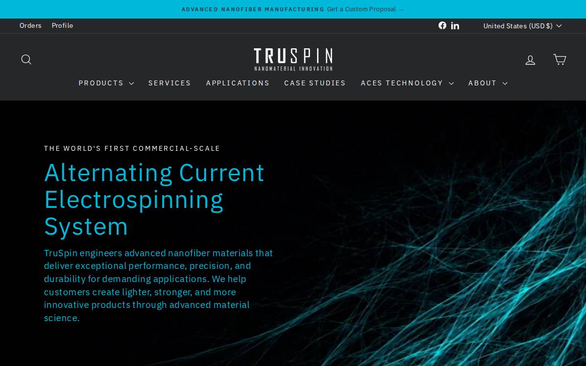 TruSpin Nanomaterial Innovation website preview