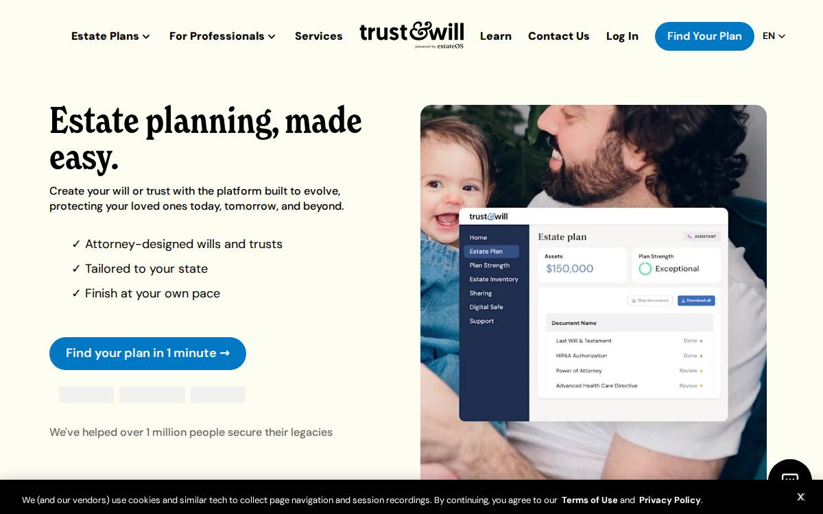 Trust & Will website preview